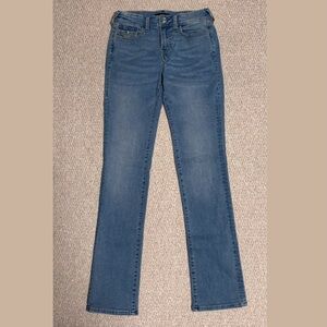 True Religion Women's Billie Mid-Rise Straight Leg Jeans with Flap Pockets
